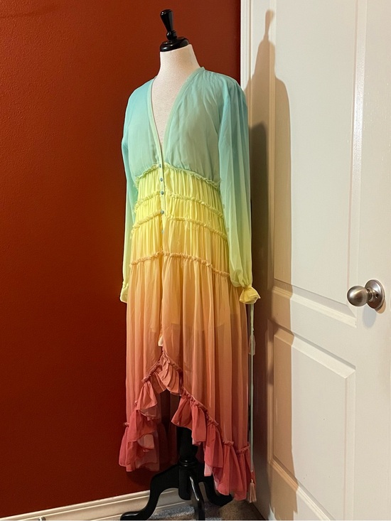Chicwish Dresses & Skirts - Chicwish Women’s Gradient Ombré Tie Dye Rainbow Tiered Ruffled Maxi Dress